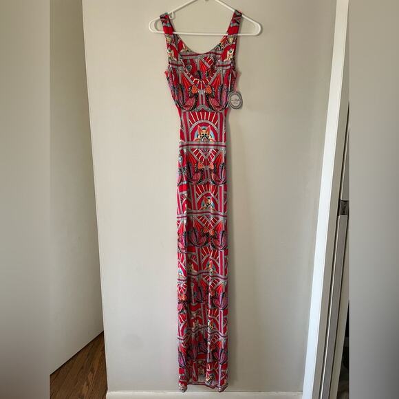 NWT New Mara Hoffman Swim Modal Cut-Out Maxi Dress in Jersey Ananda Coral Size M - Picture 2 of 7